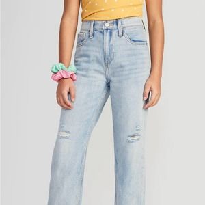 NWT Old Navy High Waisted Slouchy Straight Built In Tough Jeans for Girls 10. B9